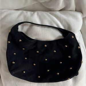 Madewell Black Shoulder Bag with Gold Studs